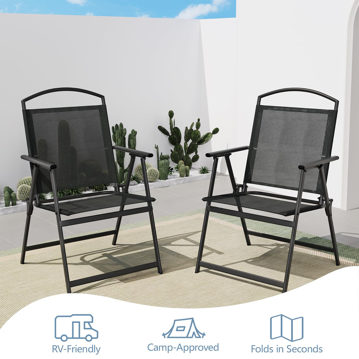 Folding Outdoor Chairs Set of 2 Black J542