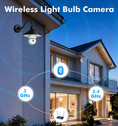 2K Light Bulb Security Camera, 5G/2.4G WiFi, 2 Pack B45473