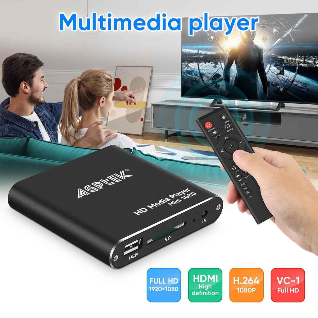 Black Mini 1080p Full-HD HDMI Digital Media Player K582066