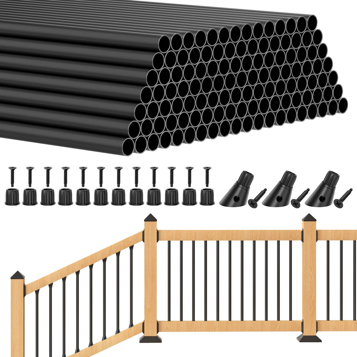 26" Black Aluminum Deck Balusters 120 Pack V617