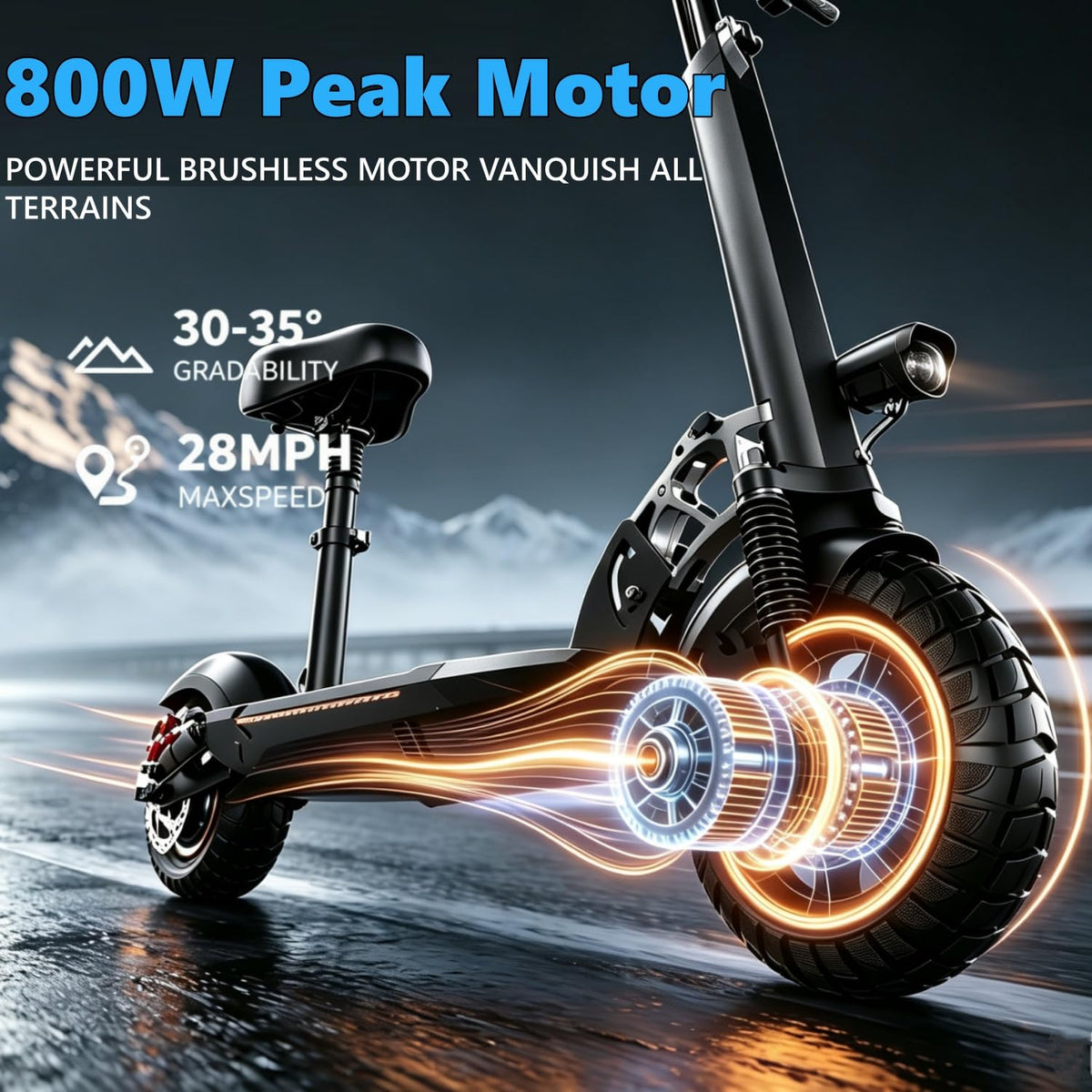 800W 45 Mile Range 25 Mph Foldable Electric Scooter with Seat Z785