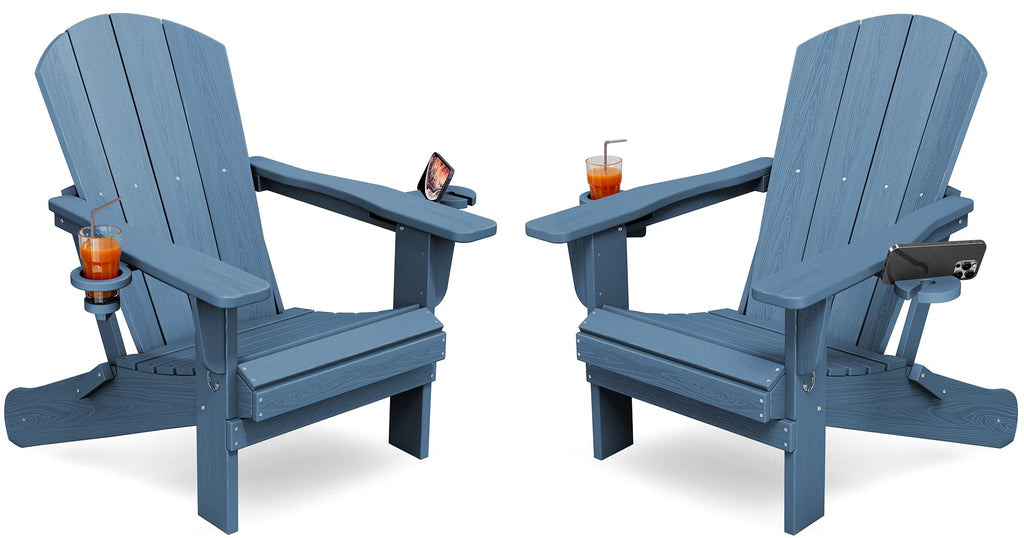 Folding Adirondack Chair Set of 2 with 2 Cup Holders K25369