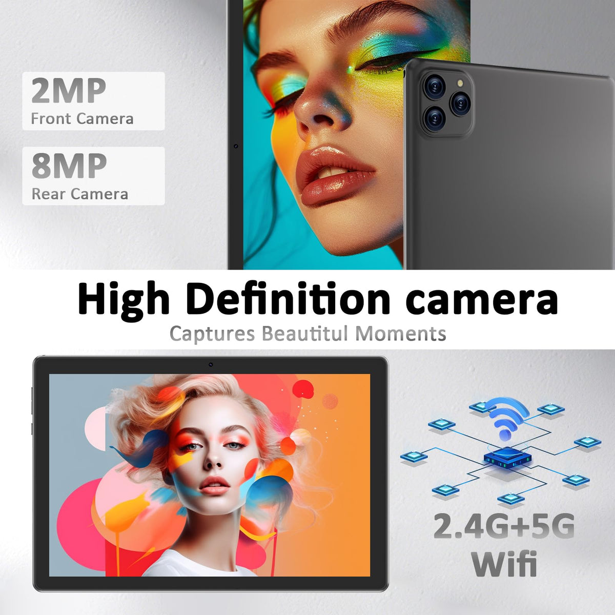 Android 15 10 Inch 18GB RAM 128GB ROM Tablet with Keyboard Case Mouse Stylus R272487