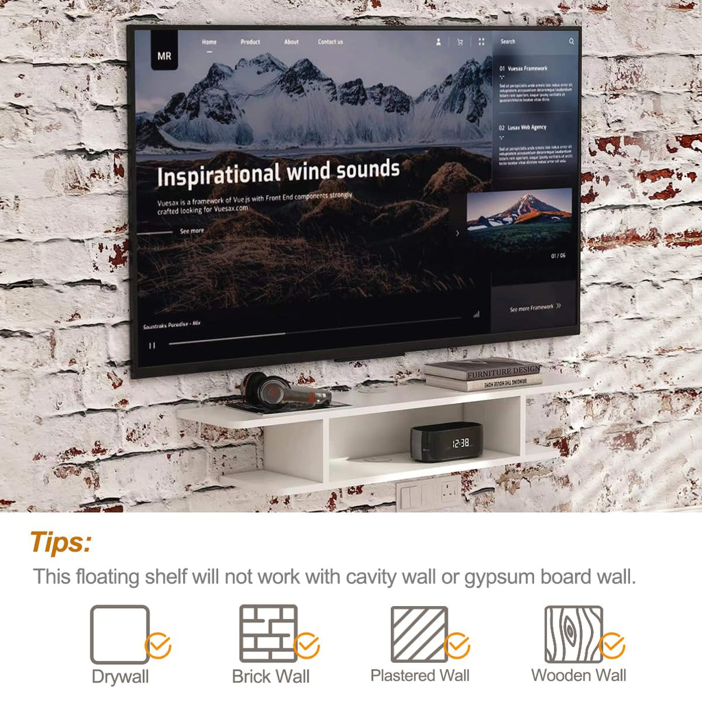 White Floating Wall Mounted TV Stand with Storage M470