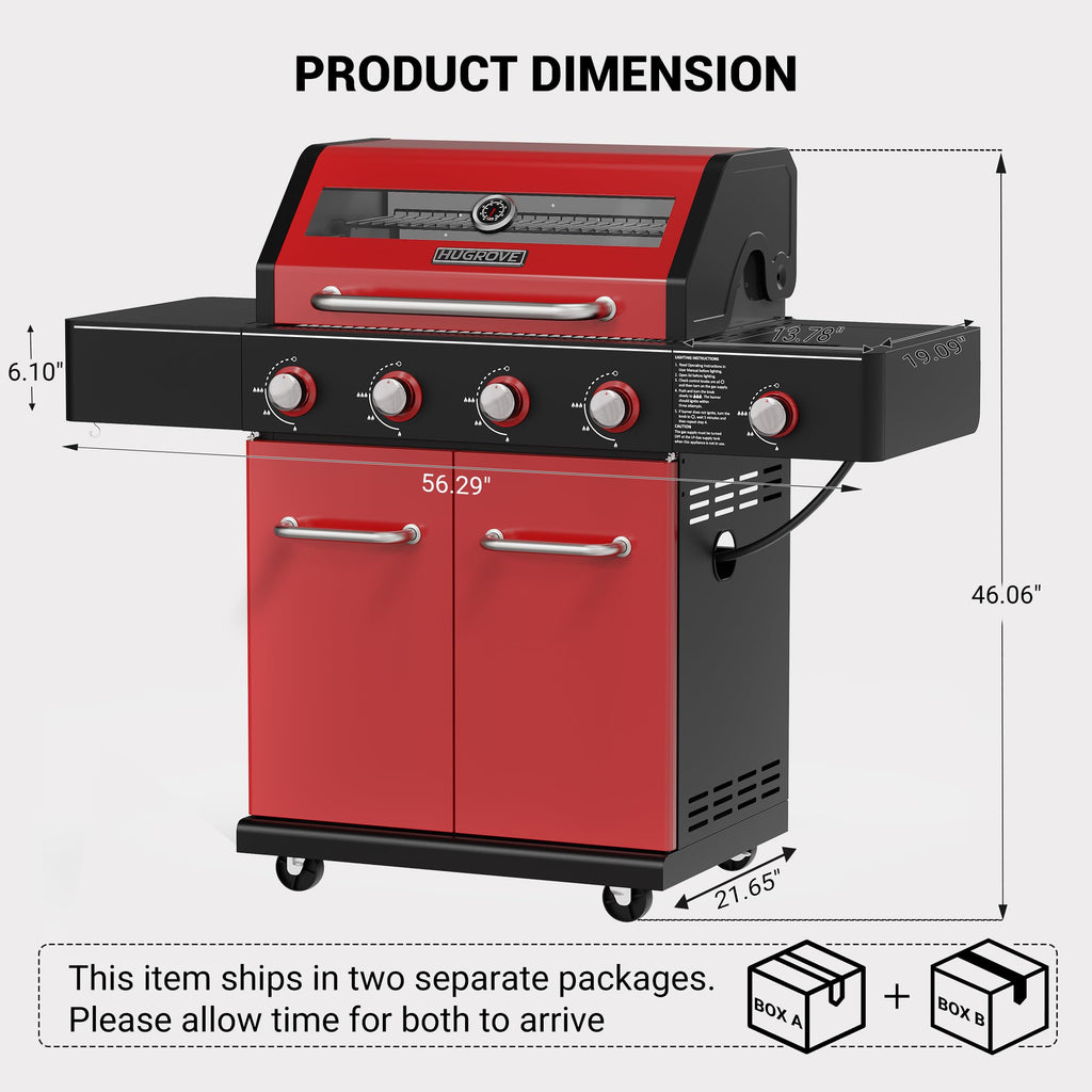 56,000 BTU 4 Burner Propane Gas Grill with Side Burner Z54937