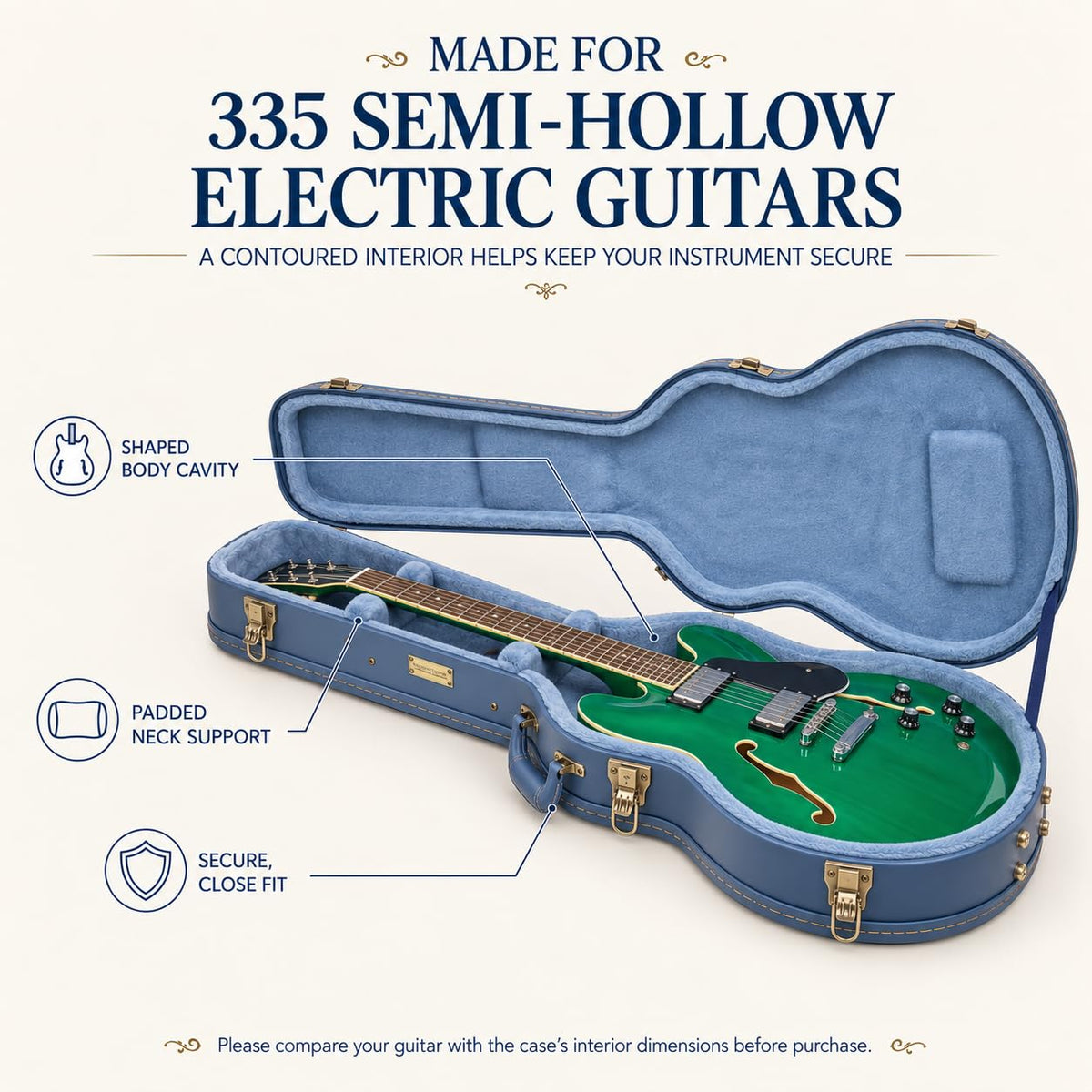 Smoke Blue Guitar Case for Semi-Hollow Electric Guitars C20967