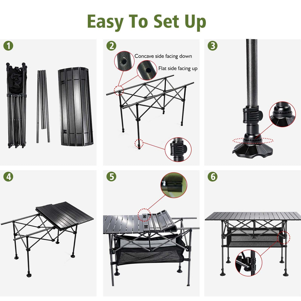 Large Folding Camping Table Adjustable Height M147