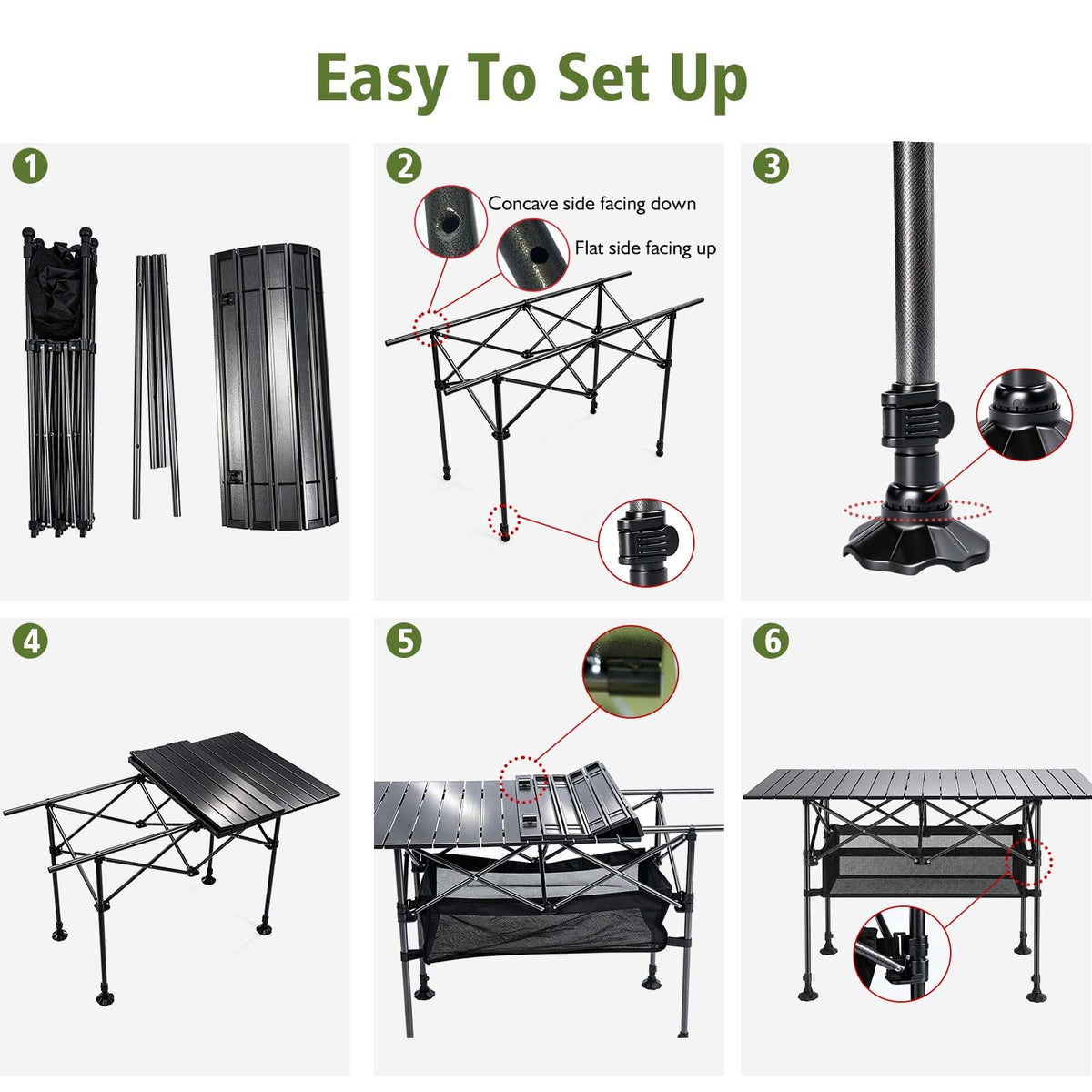 Large Folding Camping Table Adjustable Height M147