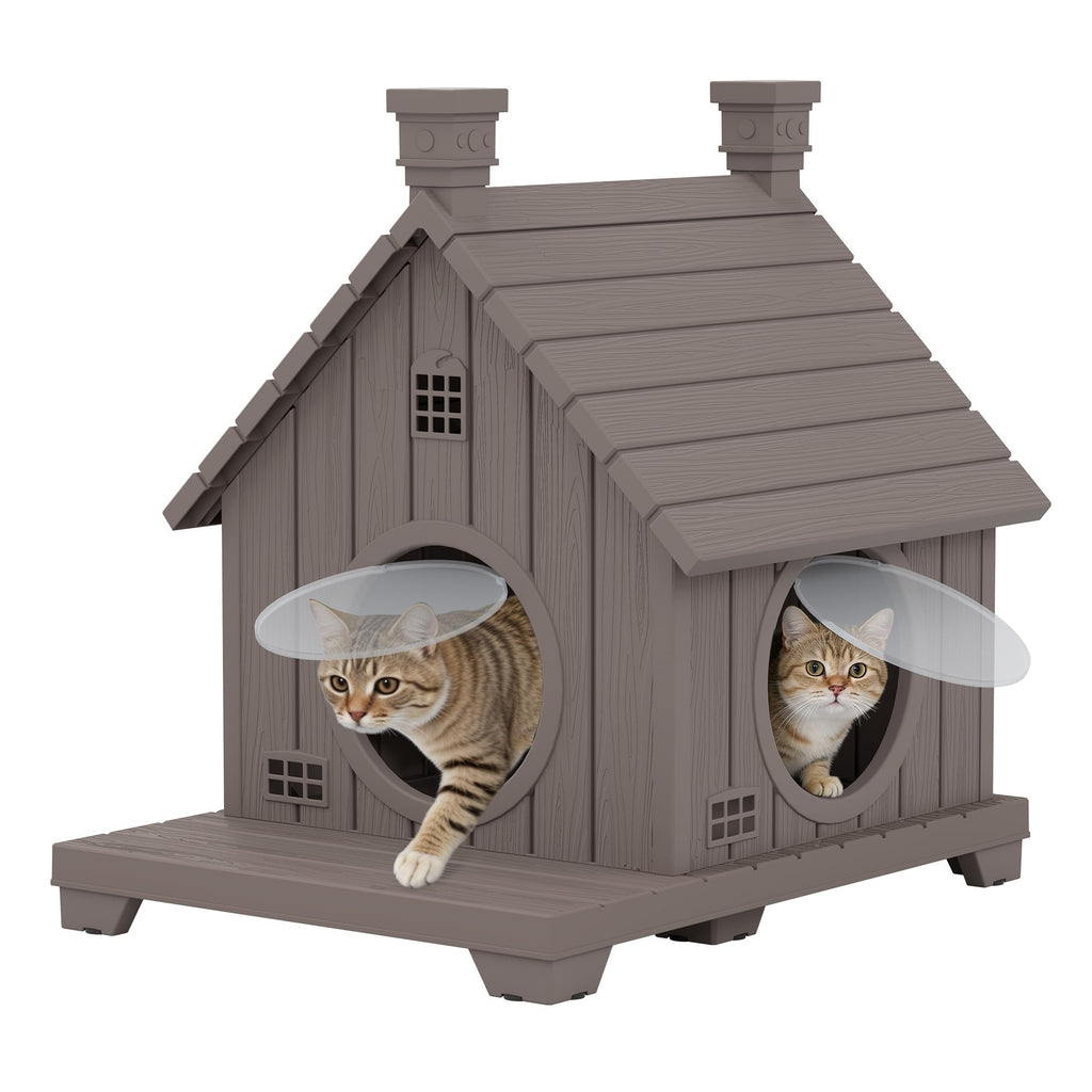 Weatherproof Resin Outdoor Cat House with Elevated Base N94282