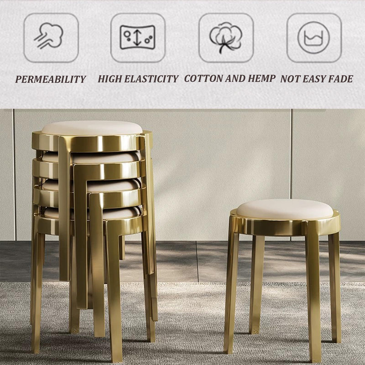 Round Stackable Stainless Steel Microfiber Leather Stools X5703
