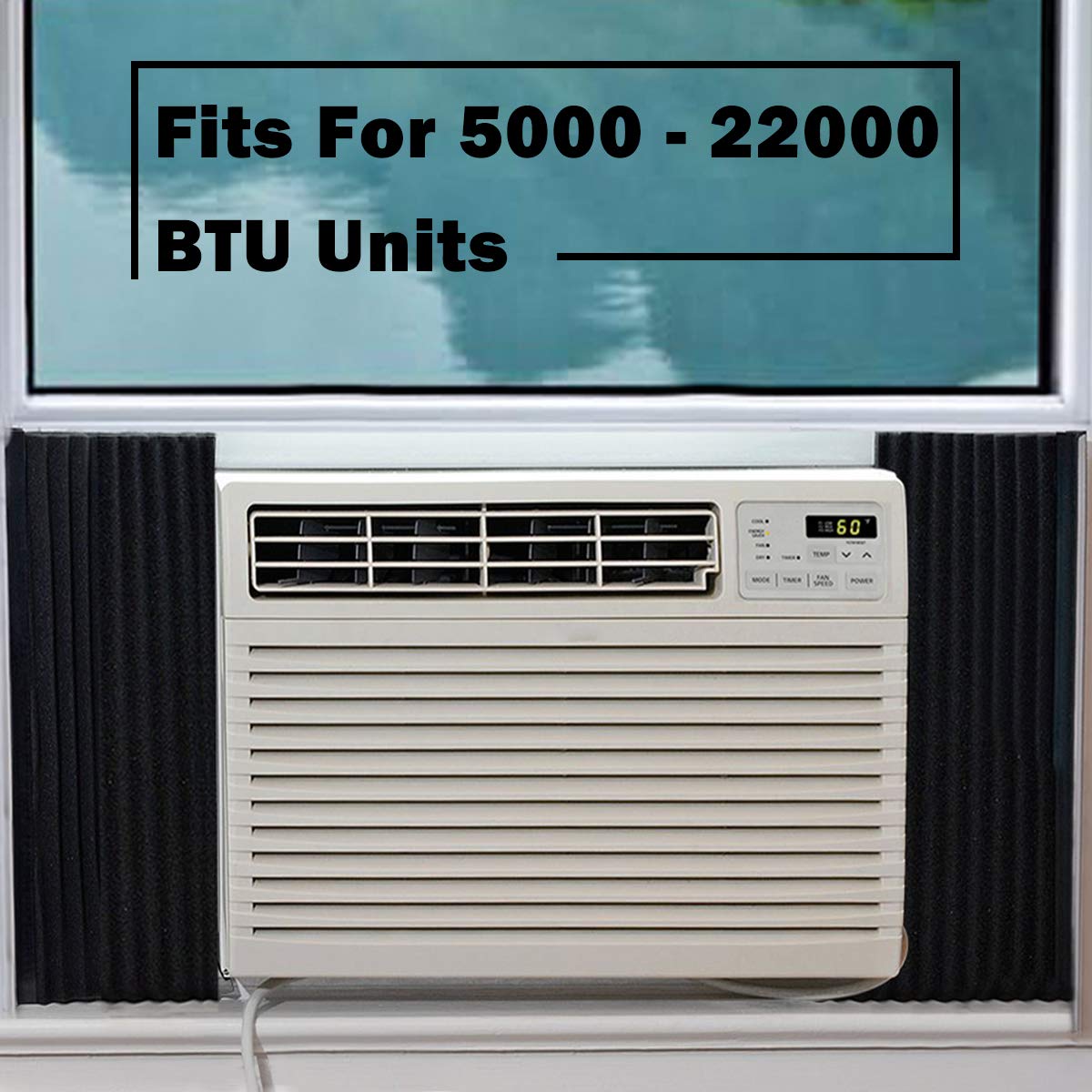 Window Air Conditioner Foam Insulation Panels, 2 Pack, Black, 17in High x 9in Wide I125854
