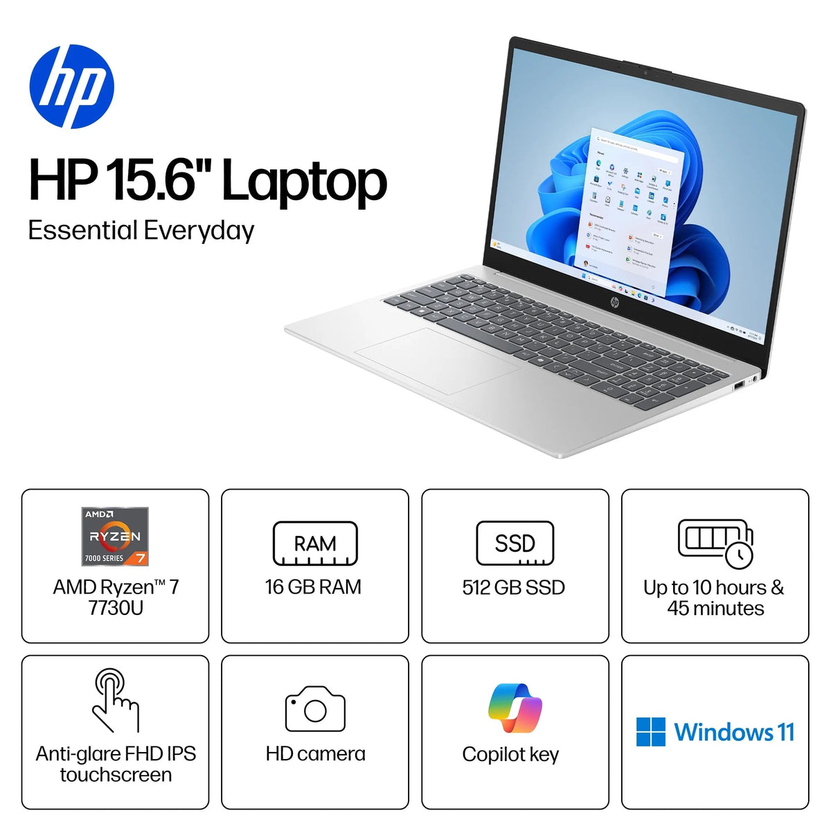 15.6 inch FHD IPS Touch Laptop, AMD Ryzen 7, 16GB DDR4 RAM, 512GB SSD V426307