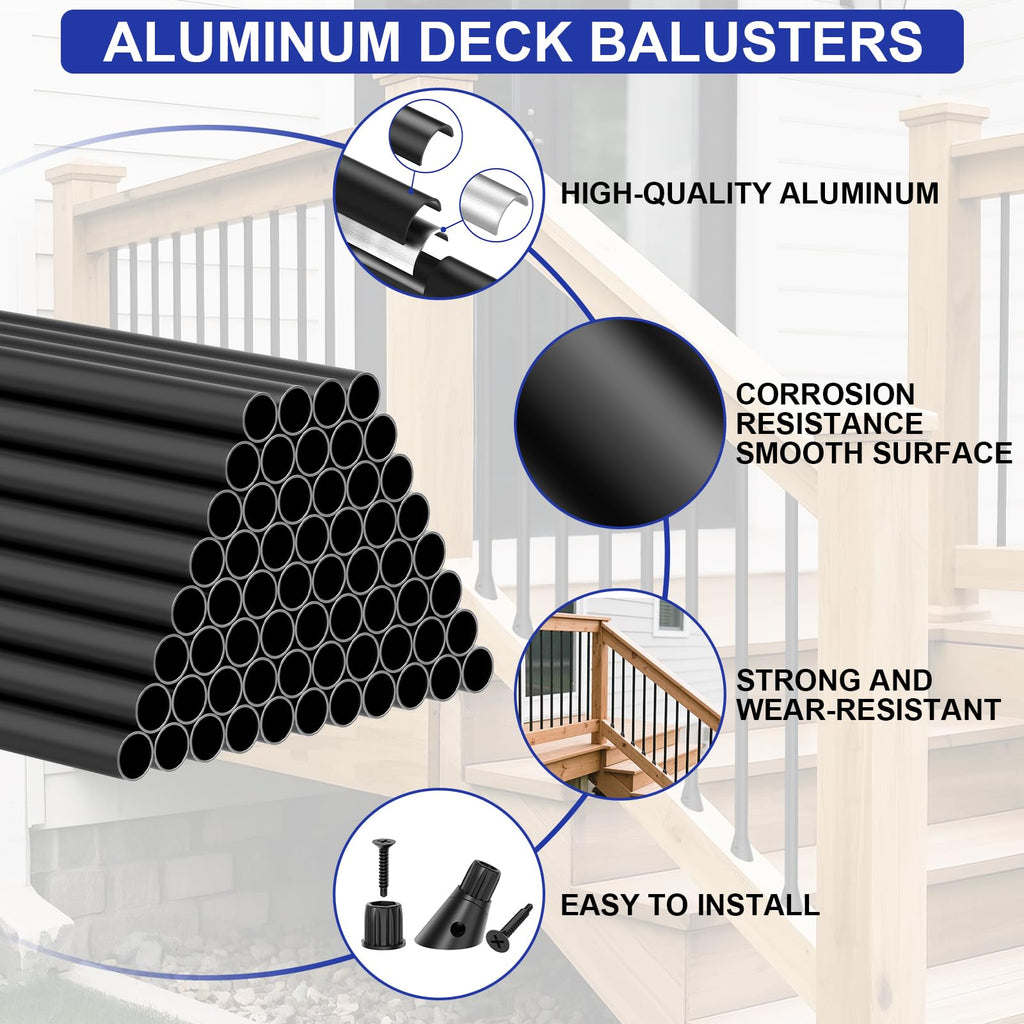 26" Black Aluminum Deck Balusters 120 Pack V617