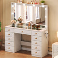 White Vanity Desk with Mirror and 10 LED Lights G17765