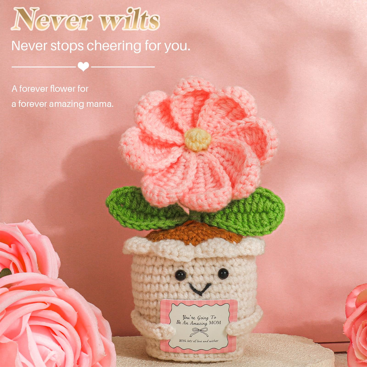 Mom Gift Basket with Blanket, Glass Cup, Candle, Socks & Crochet Flower H88529