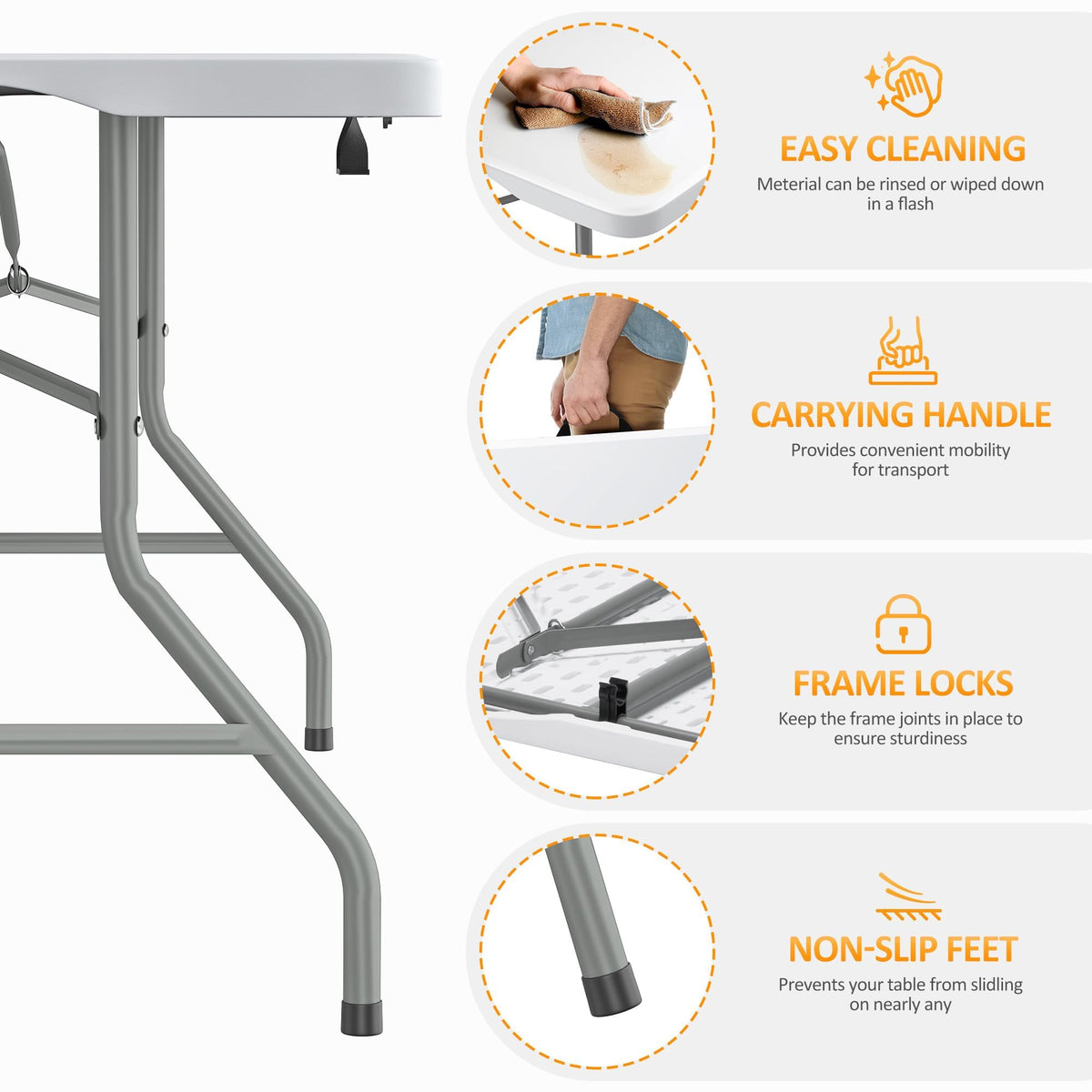 6ft HDPE Plastic Folding Table S588