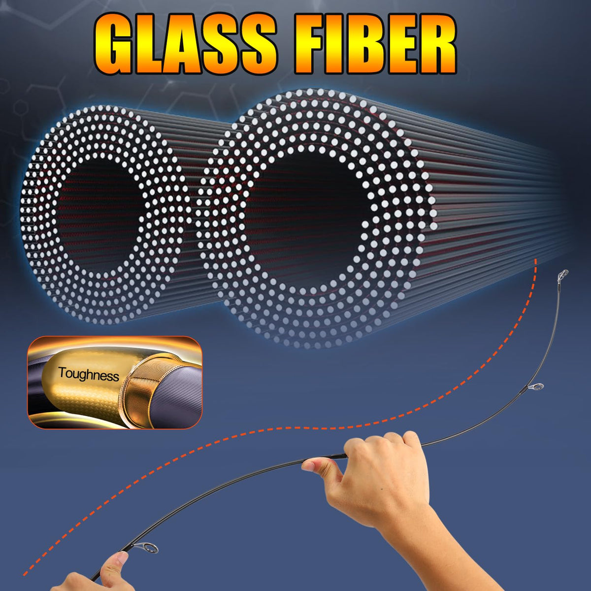 Carbon Glass Composite Fishing Rod with Stainless Steel Line Guides B130