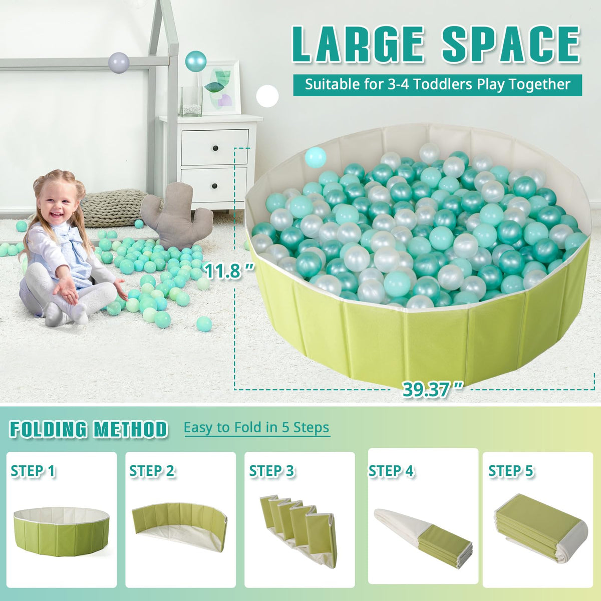 40 Inch Foldable Ball Pit with Storage Bag G9906