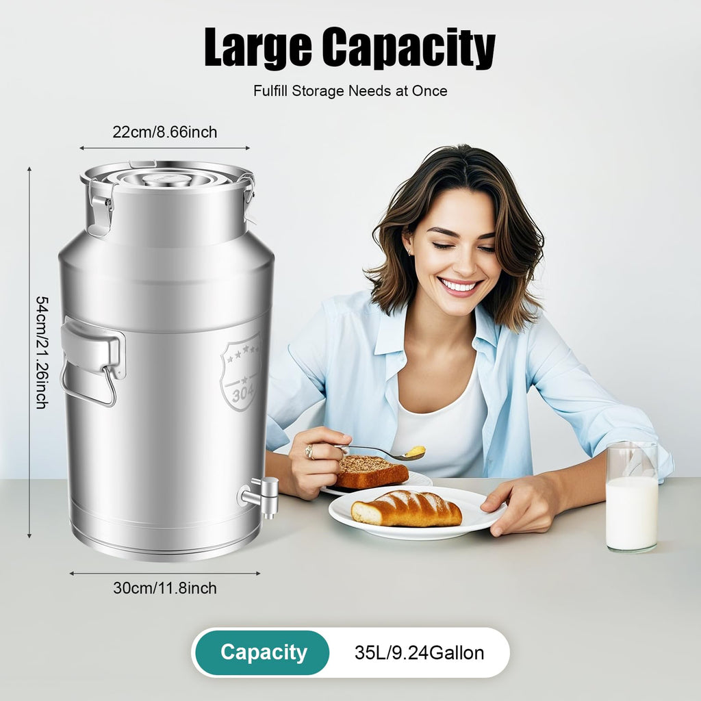 35L Stainless Steel Milk Can with Faucet I35694