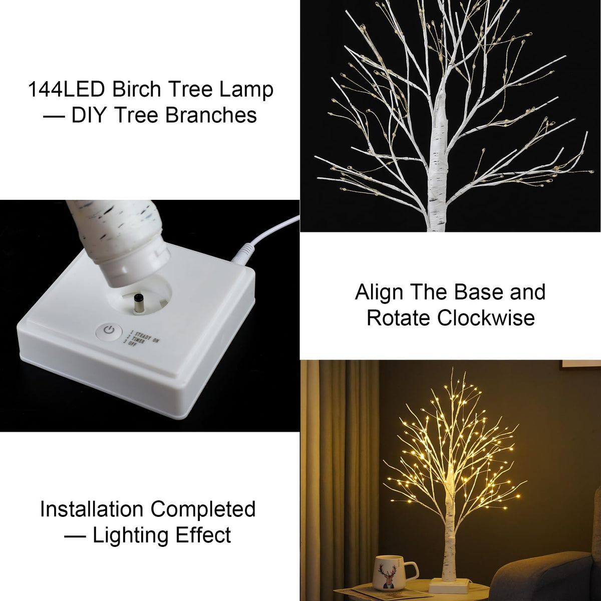 2 Pack Artificial Tree Lamp with Timer W18467