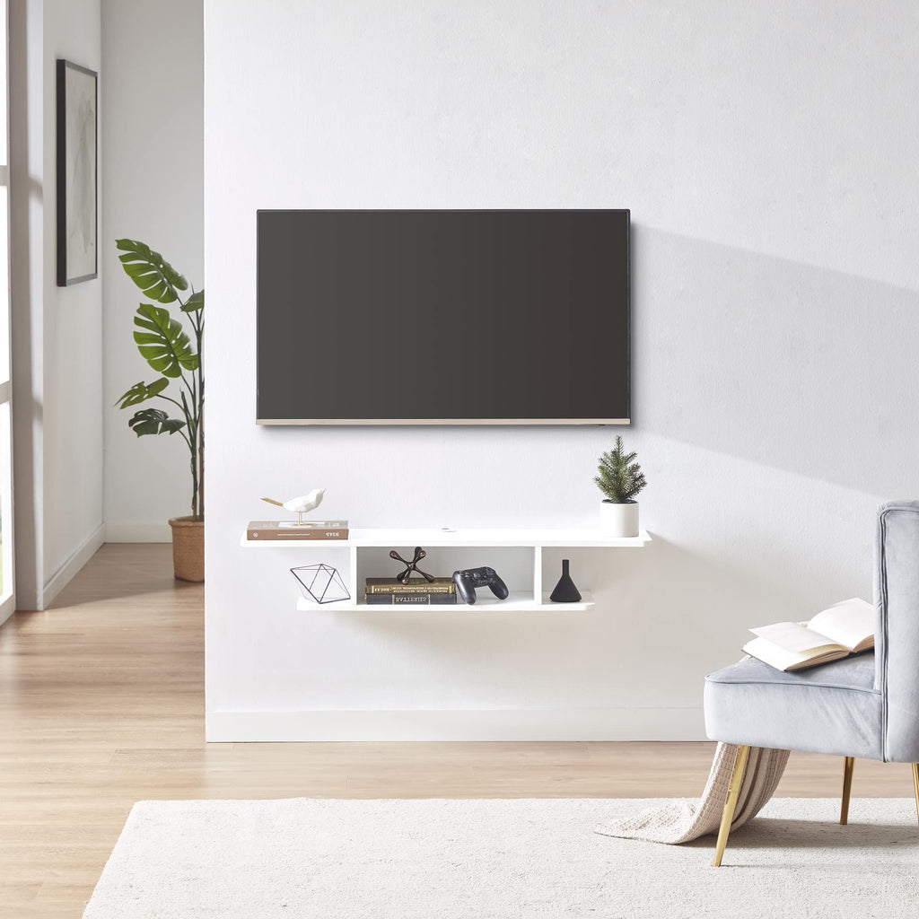 White Floating Wall Mounted TV Stand with Storage M470