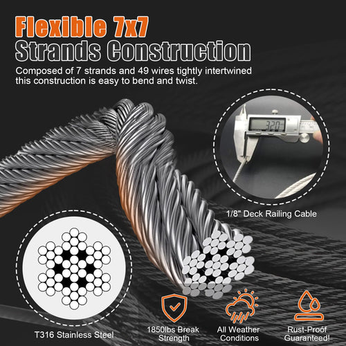 1/8" Stainless Steel Cable with a Cutter F712