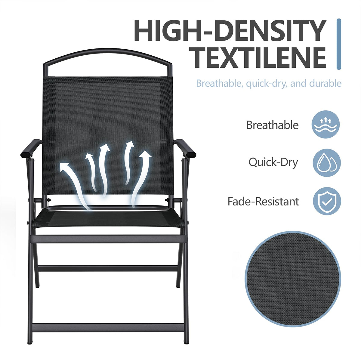 Folding Outdoor Chairs Set of 2 Black J542