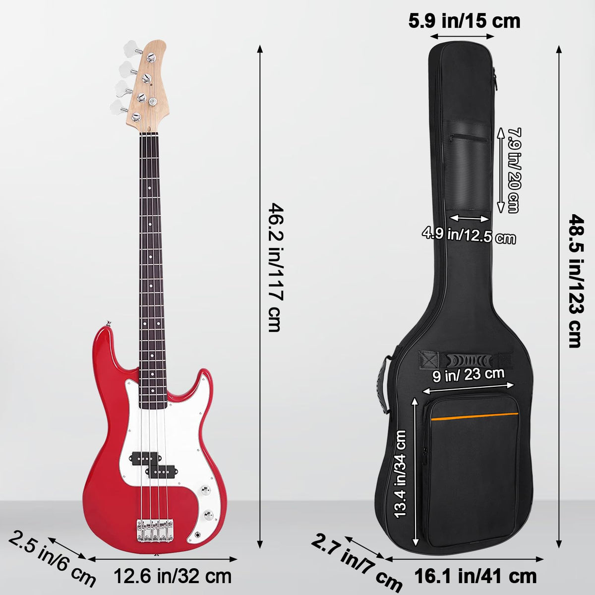 Black Padded Waterproof Bass Guitar Bag B813601