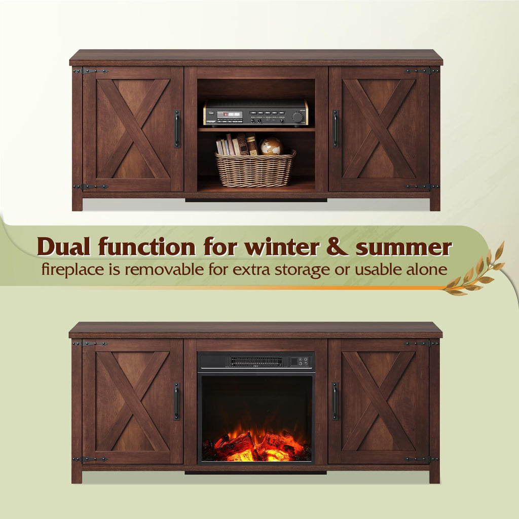 Farmhouse TV Stand Up to 65" Brown J26430