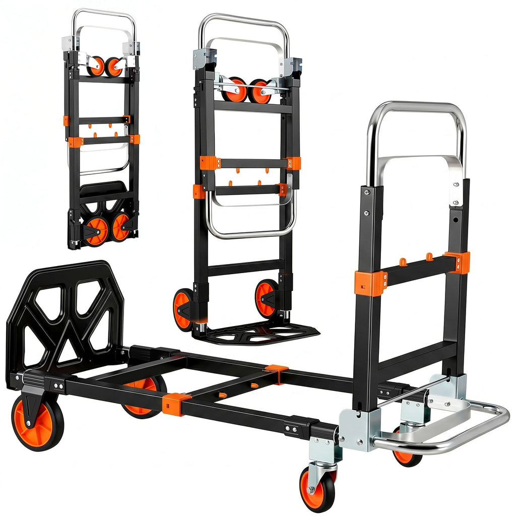 3-in-1 Convertible Hand Truck 600 lb 4 Wheels Orange M382