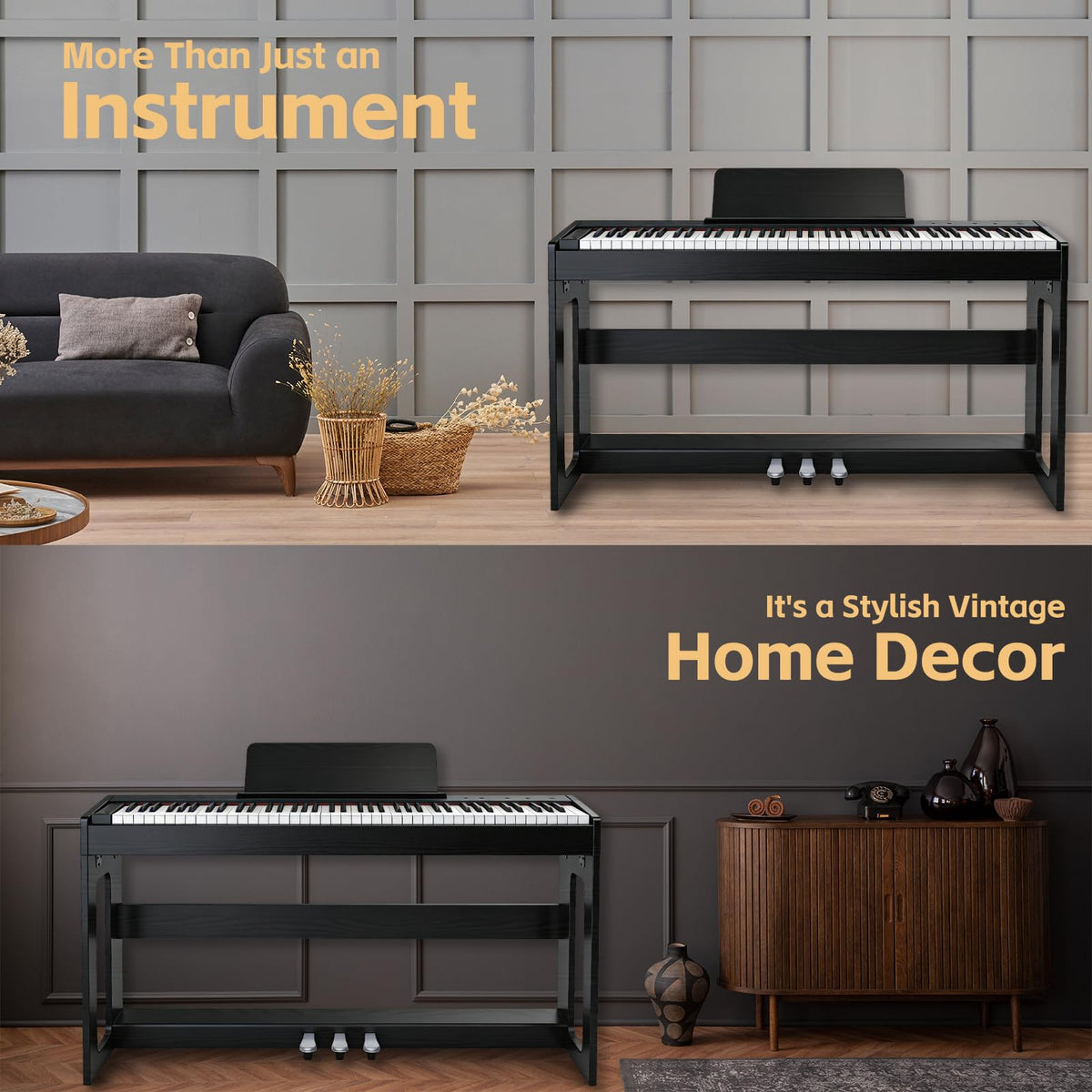 88 Key Weighted Digital Piano with Furniture Stand and Triple Pedal S415074