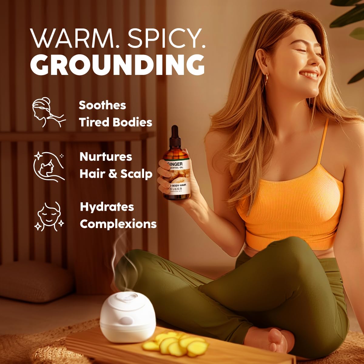 Ginger Hair Oil & Lavender Diffuser Essential Oil Set 2x4 fl oz X805105