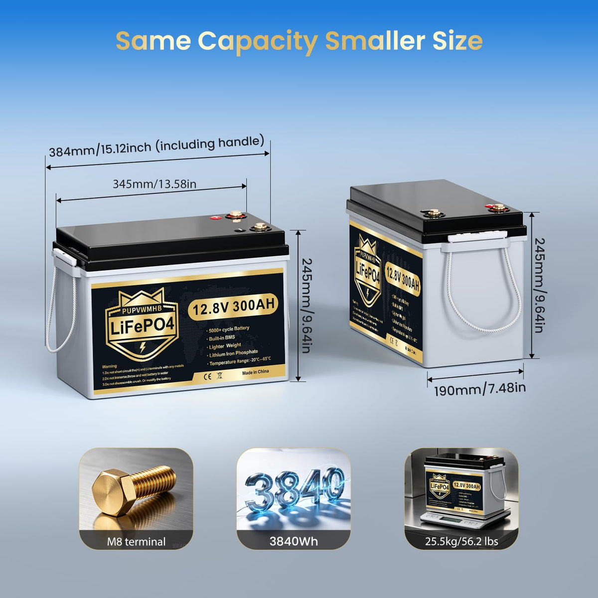 300Ah Lithium LiFePO4 Battery with Bluetooth U175504