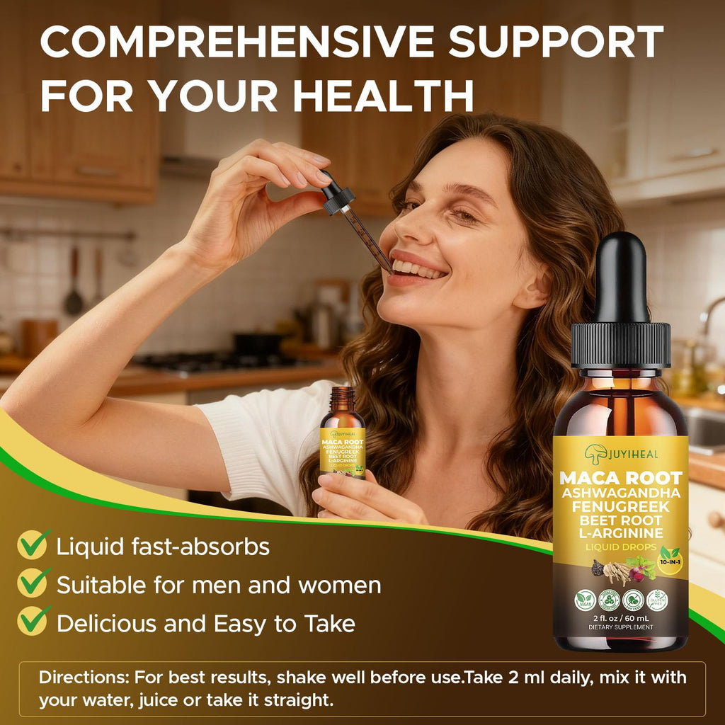 Maca Root Liquid Drops with Ashwagandha, Nettle, Fenugreek, Beet Root, and L-Arginine - 2 fl oz O291