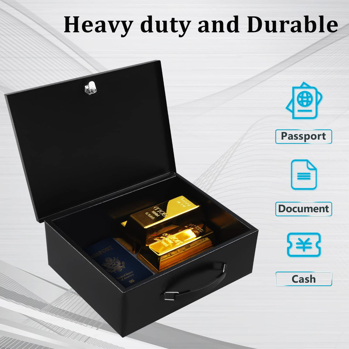 Fire Resistant Document Lock Box with Key J643