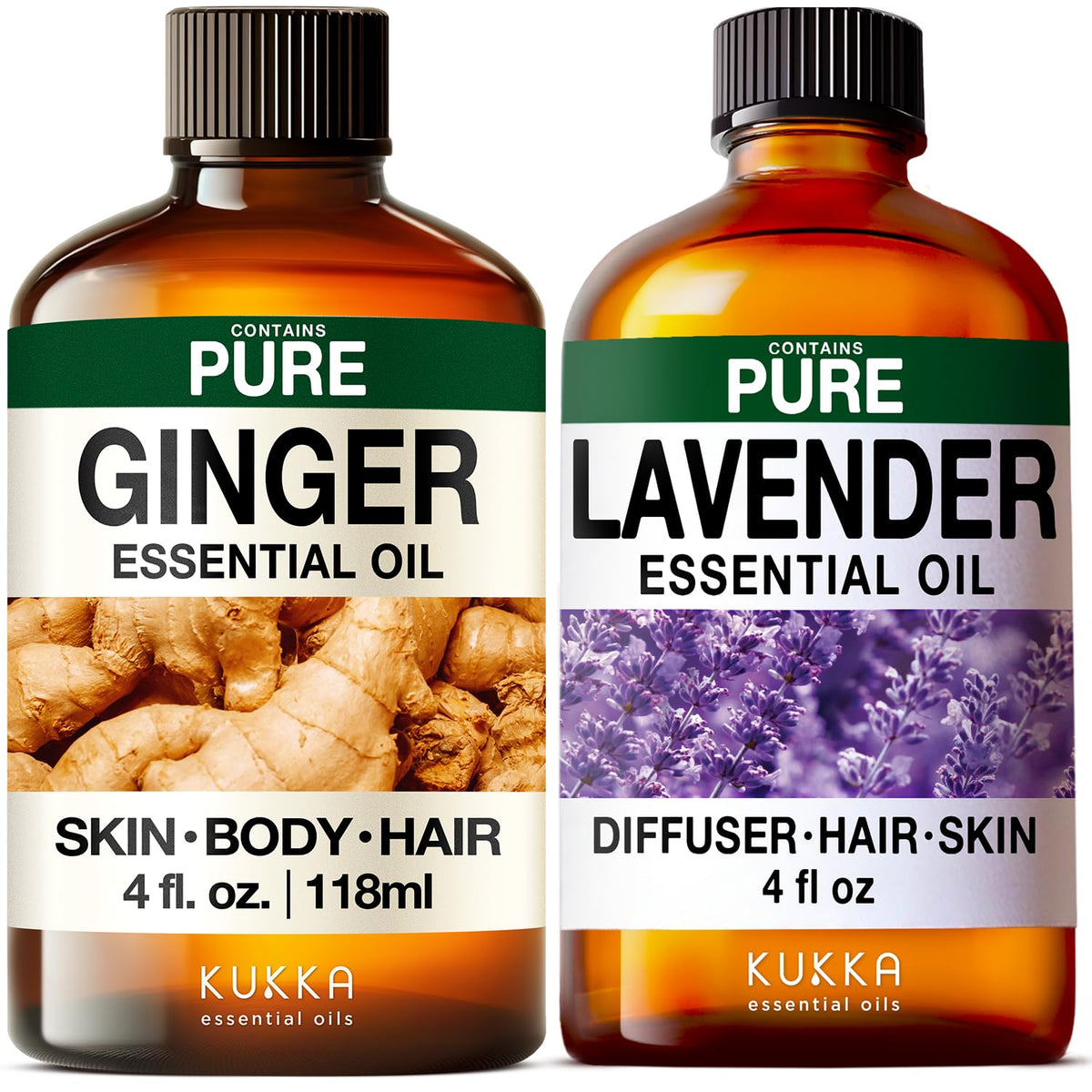 Ginger Hair Oil & Lavender Diffuser Essential Oil Set 2x4 fl oz X805105