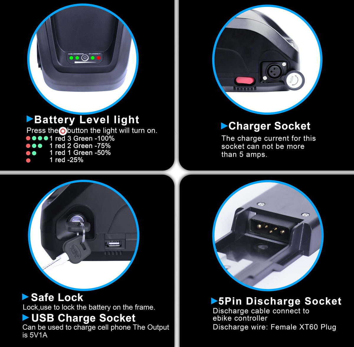 48V 13Ah Lithium Ebike Battery with 30A BMS E999460