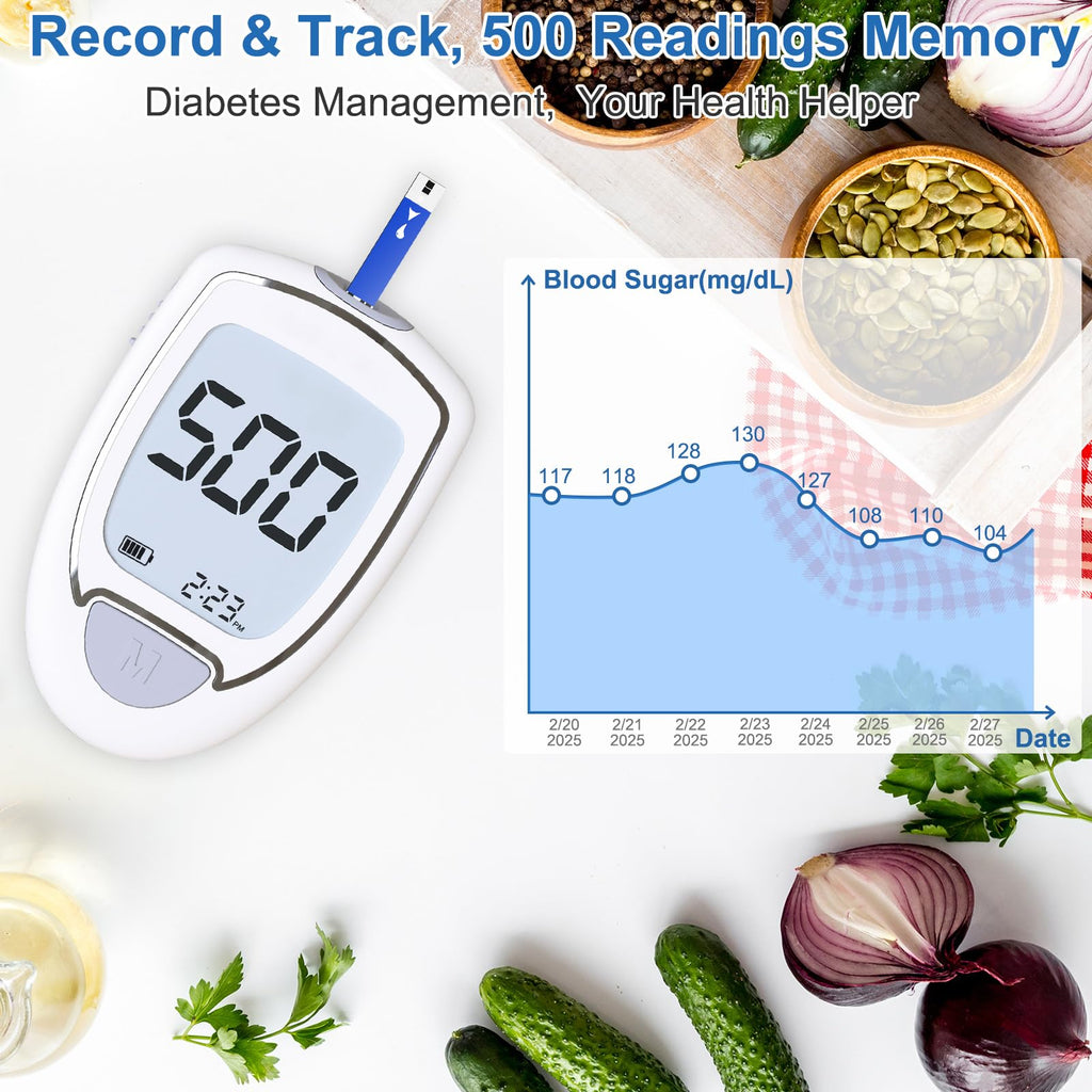 Blood Glucose Monitor Kit with 50 Test Strips & 50 Lancets K566