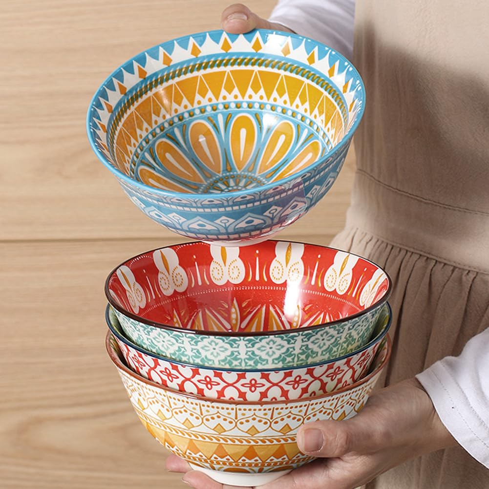 Bohemian Ceramic Cereal/Soup Bowls Set of 4 Y744460
