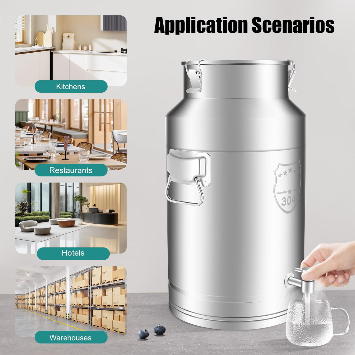 35L Stainless Steel Milk Can with Faucet I35694