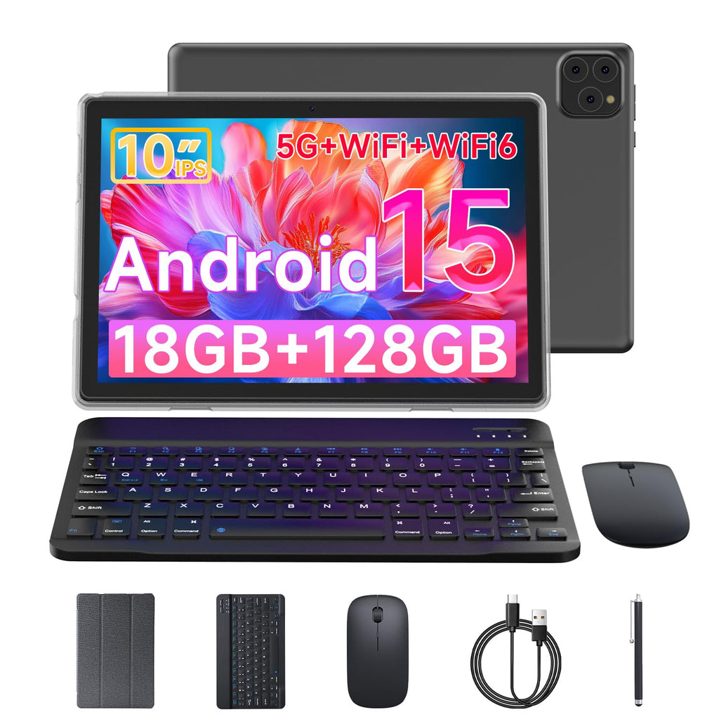 Android 15 10 Inch 18GB RAM 128GB ROM Tablet with Keyboard Case Mouse Stylus R272487