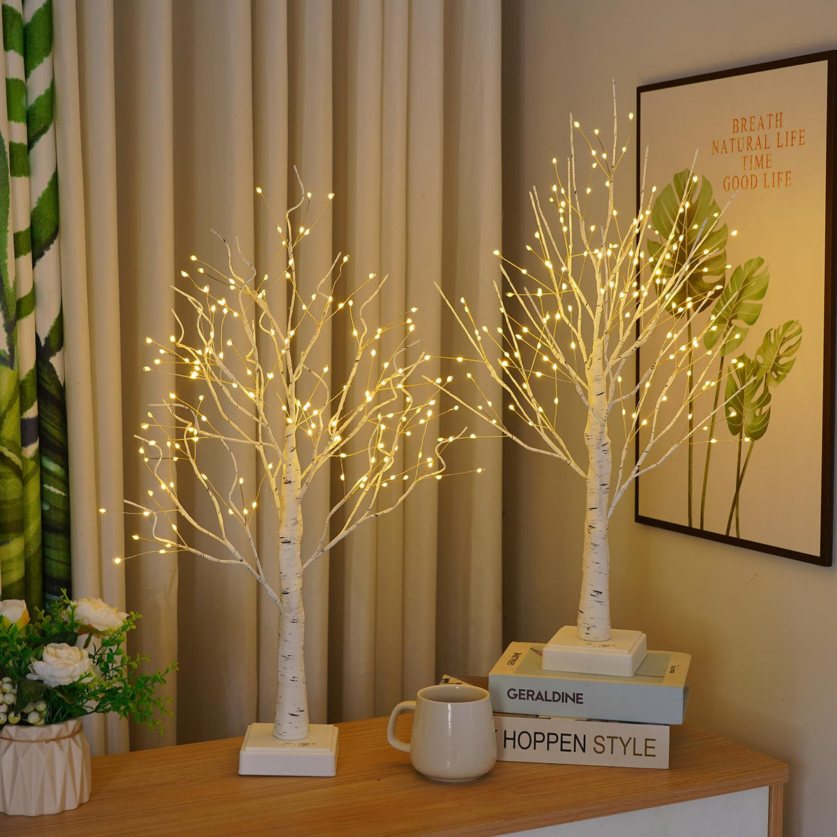 2 Pack Artificial Tree Lamp with Timer W18467