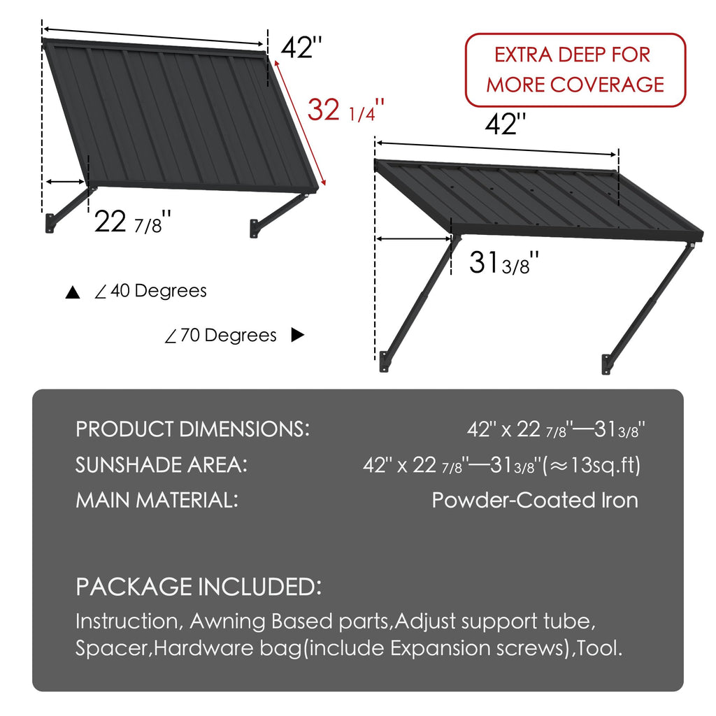 Adjustable Door Window Awning 42"W×32" W40791