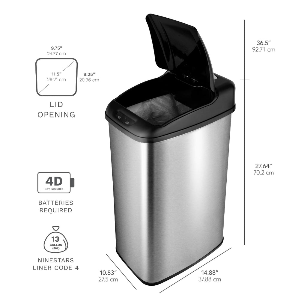 Automatic Motion Sensor Trash Can 13.2 Gal. Stainless Steel V581292