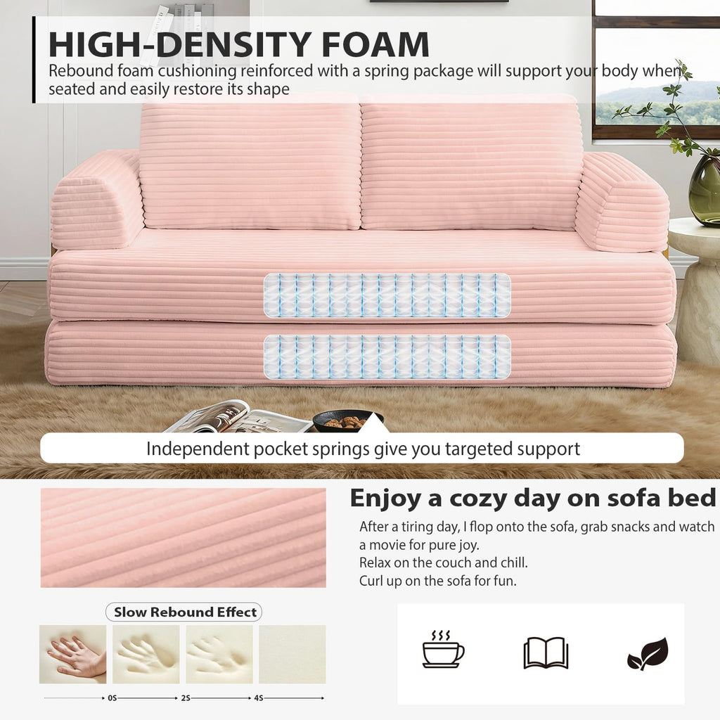 Pink Convertible Sleeper Sofa Bed G853
