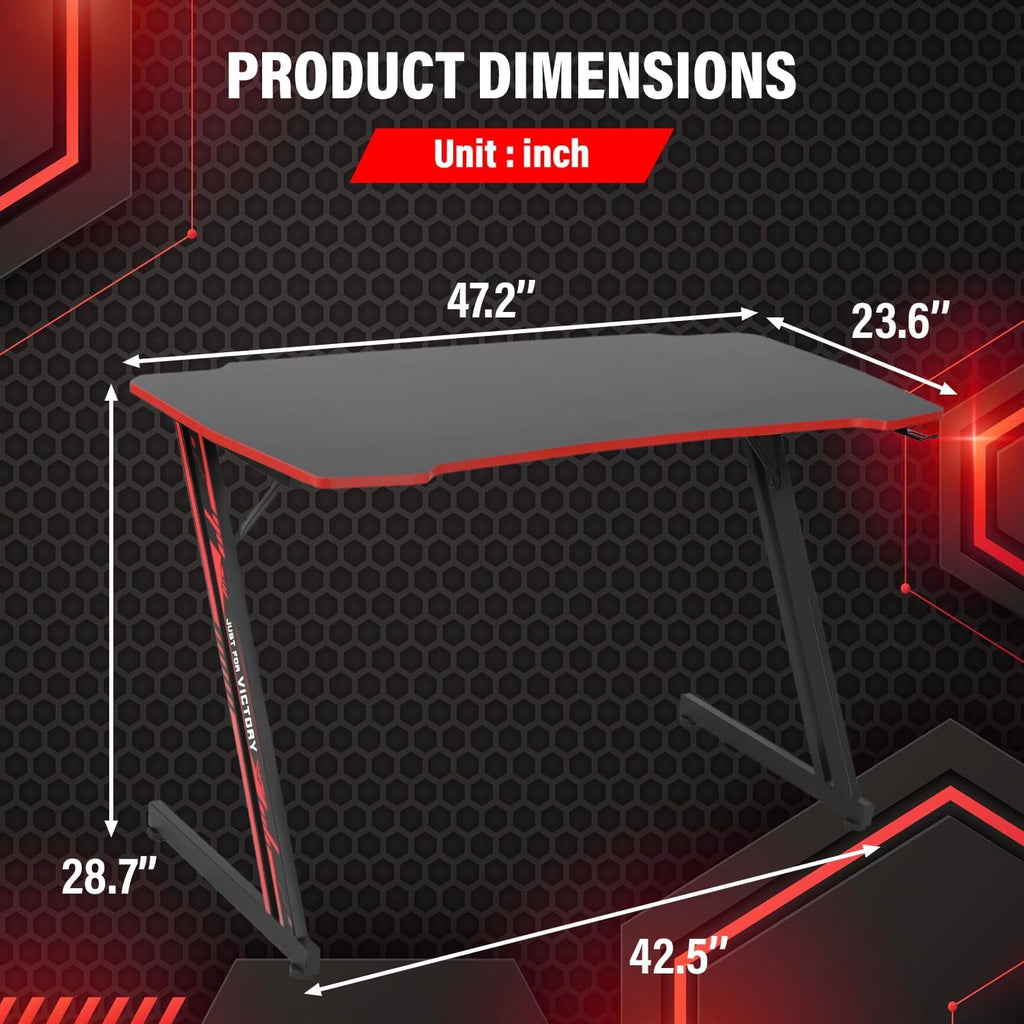 47 Inch Gaming Desk with Headphone Hook E149148