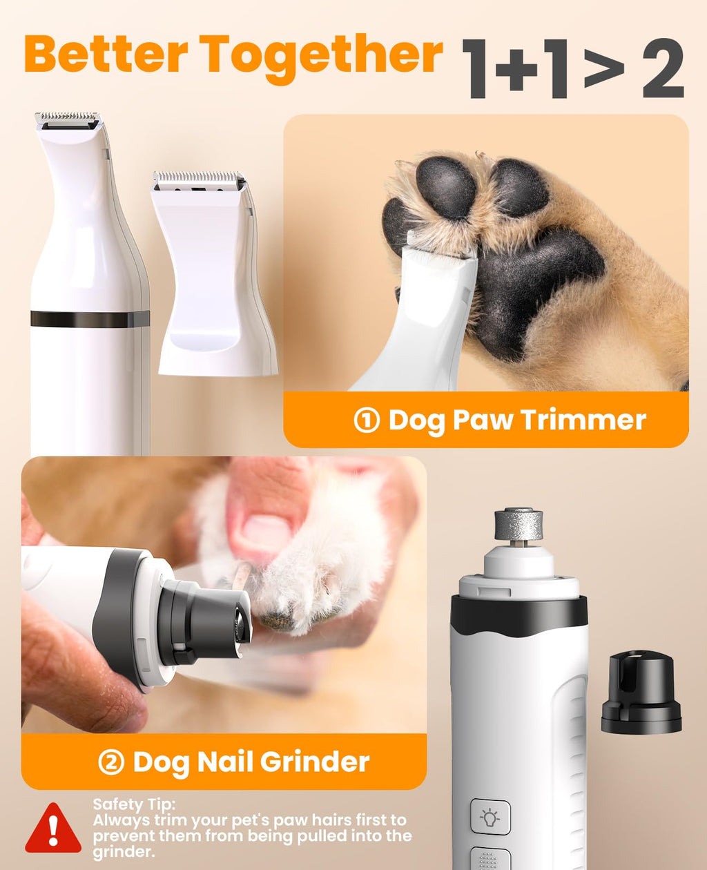Dog Shaver Clippers and Nail Grinder Paw Trimmer Kit C352