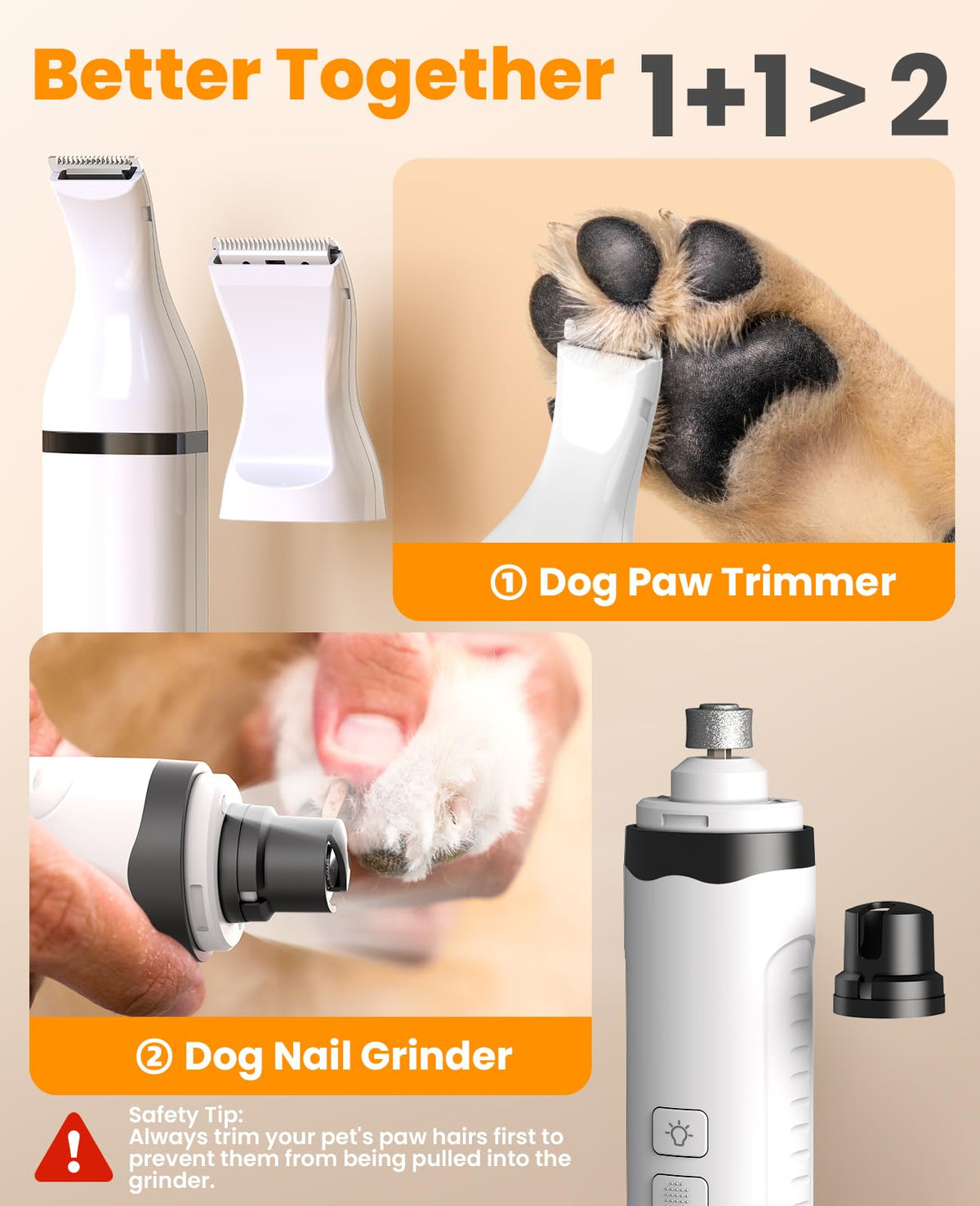Dog Shaver Clippers and Nail Grinder Paw Trimmer Kit C352