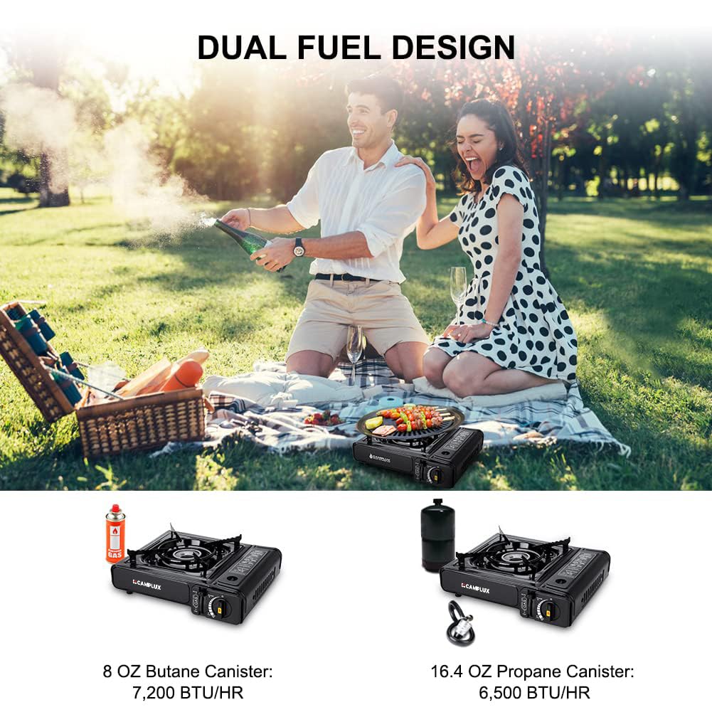 Portable Dual Fuel Propane & Butane Camping Stove with Carrying Case N48431