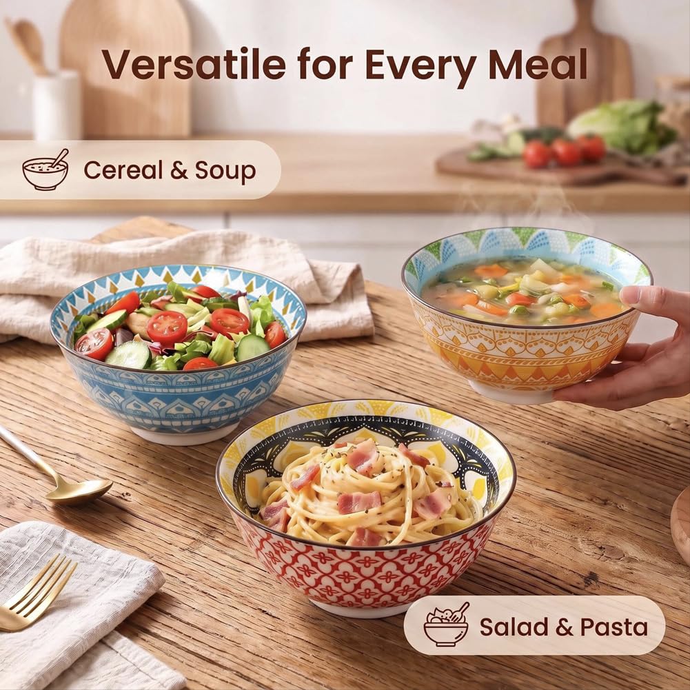Bohemian Ceramic Cereal/Soup Bowls Set of 4 Y744460